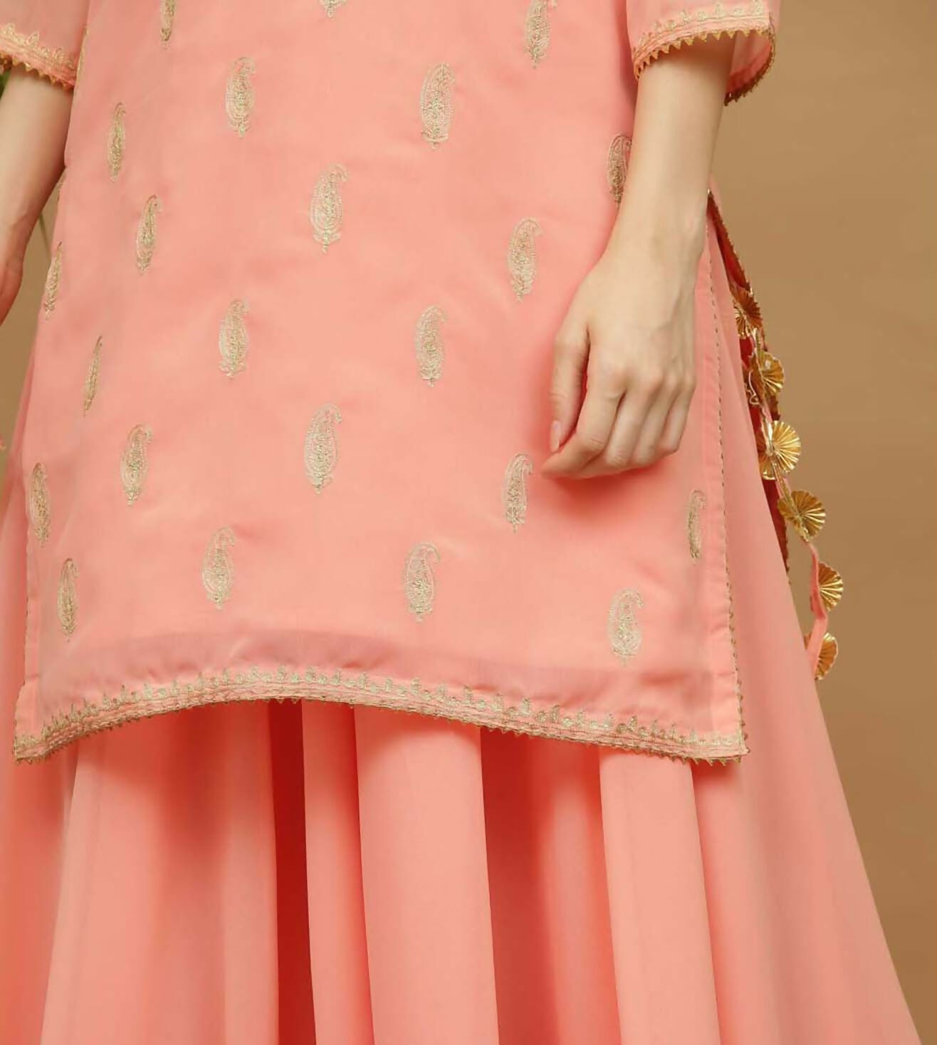 Joban Fashion Peach Georgette Lehenga Set