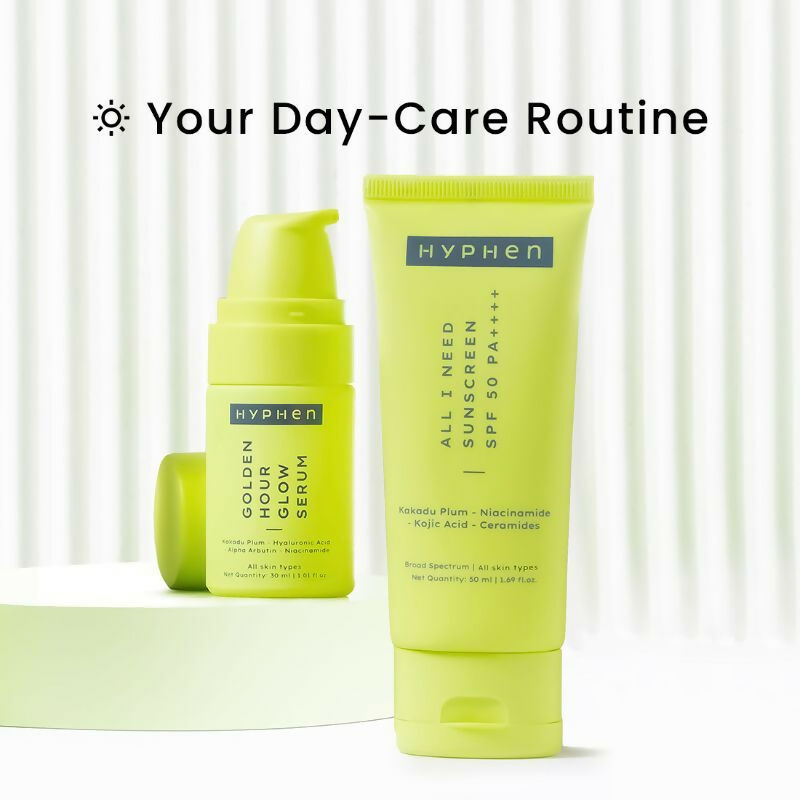 Hyphen By Kriti Sanon Golden Hour Glow Serum & Sunscreen SPF 50 Combo - Distacart