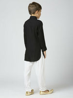 Thumbnail for Joban Fashion Kids Island Full Sleeves Cotton Pathani Kurta and Pyjama Set - Black - Distacart
