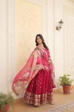 Thumbnail for Aastha Fashion Women's Pink Faux Georgette Embroidery Zari Sequins-work Gown with Dupatta - Distacart