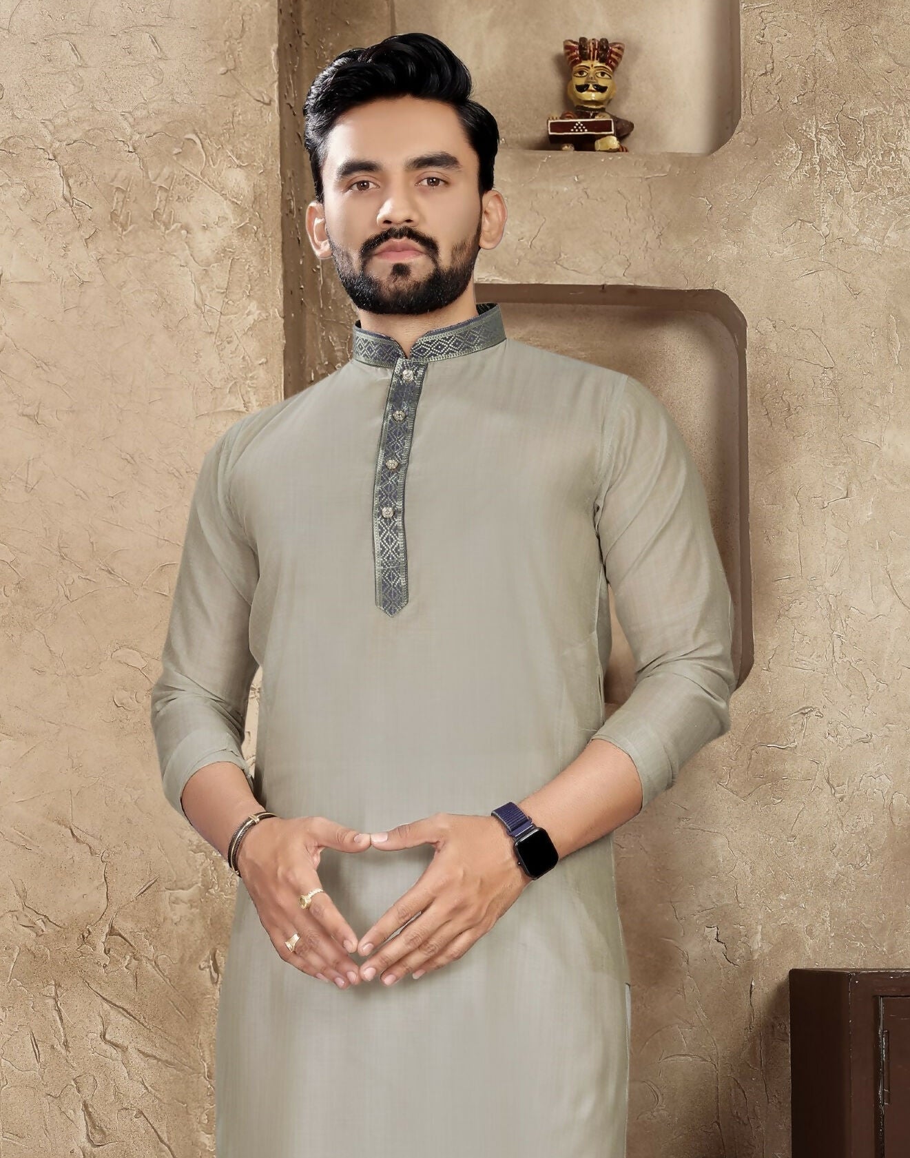 Anaita Grey Linen Silk Straight Kurta - Distacart