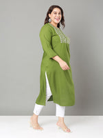 Thumbnail for Sztori Plus Size Floral Yoke Design Mirror Work Straight Kurta - Distacart