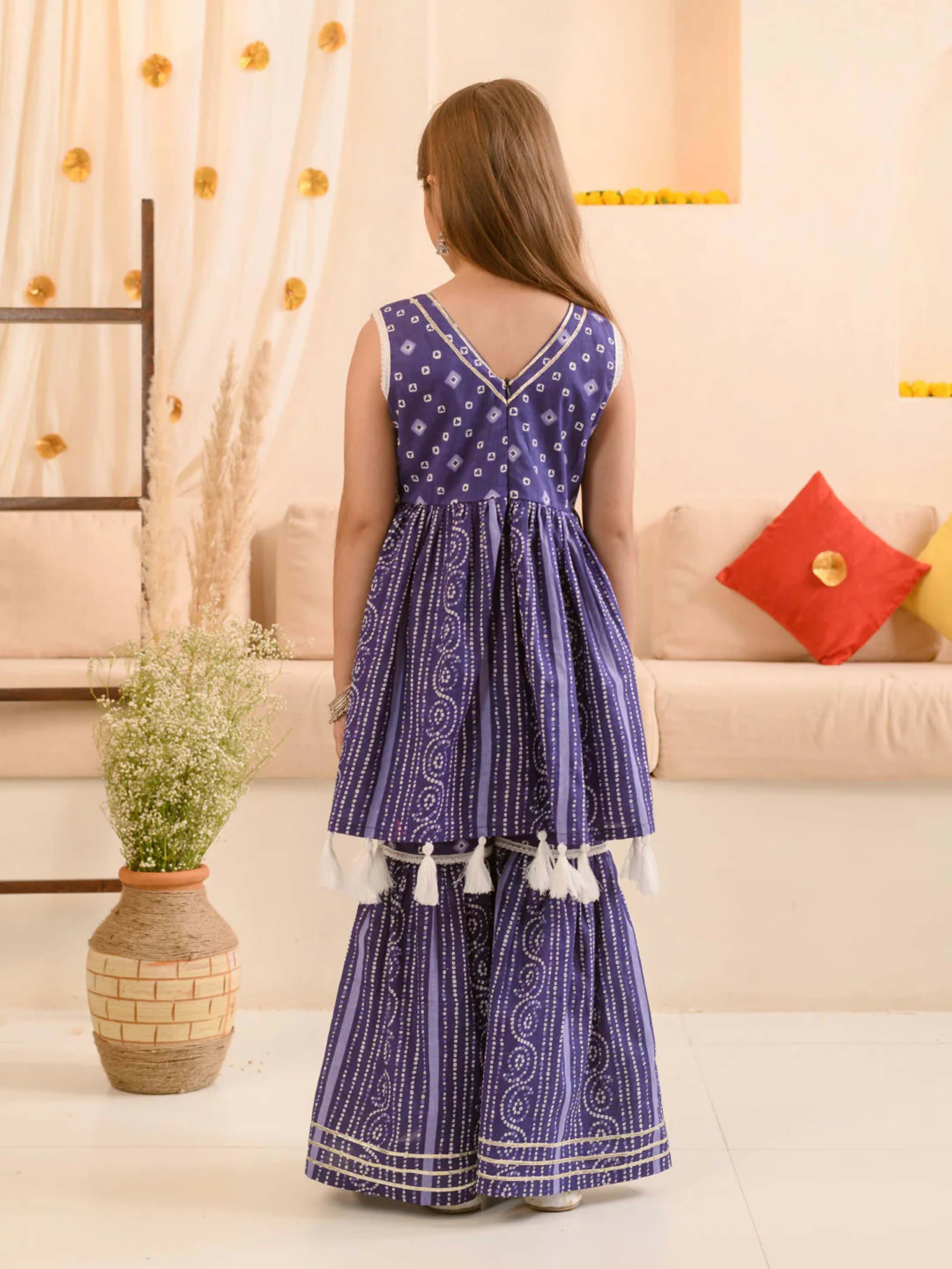 Joban Fashion Girl's Blue Color Sharara Set