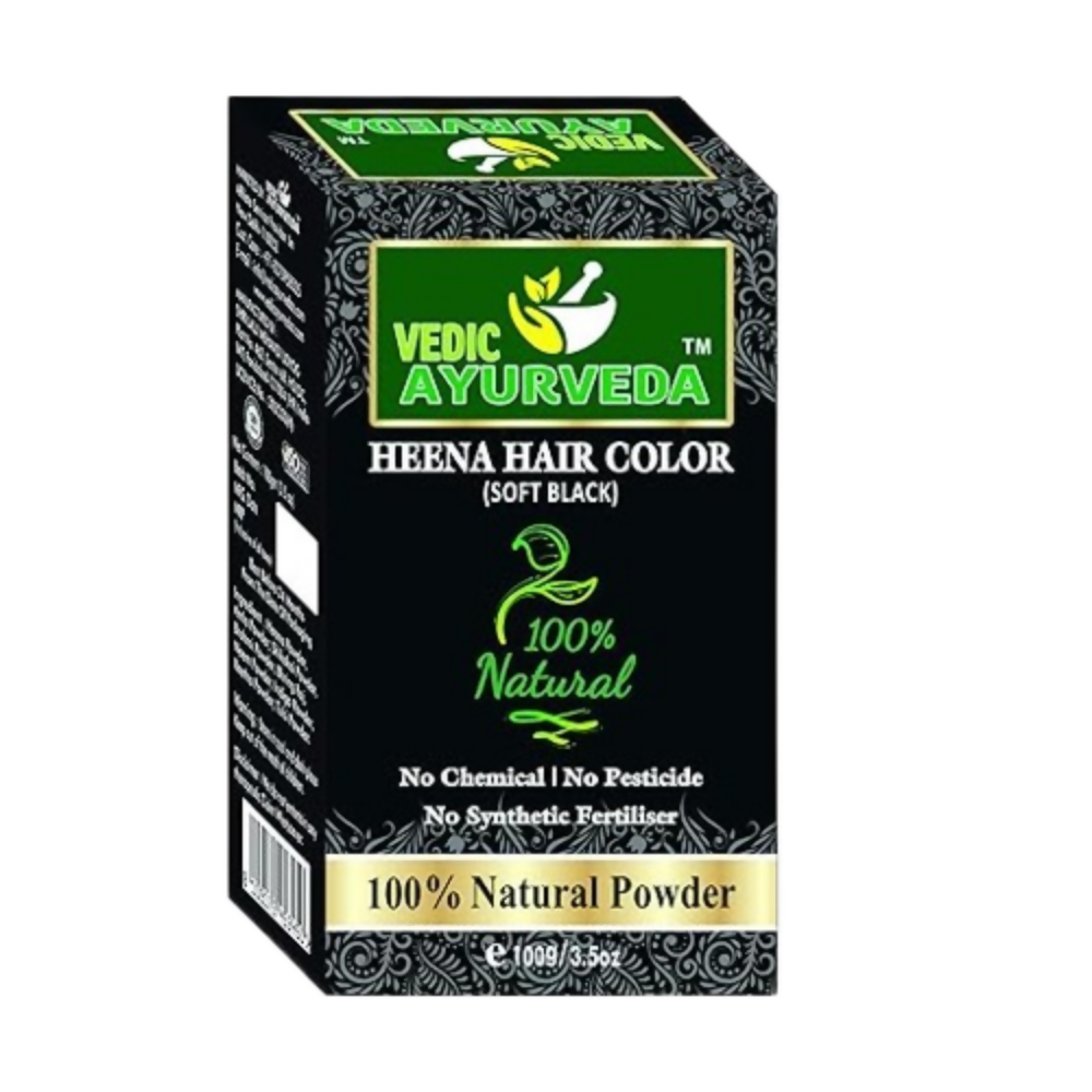 VedicAyurveda Natural Henna hair color Soft Black - Dista