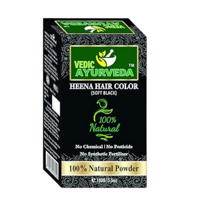 VedicAyurveda Natural Henna hair color Soft Black - Dista