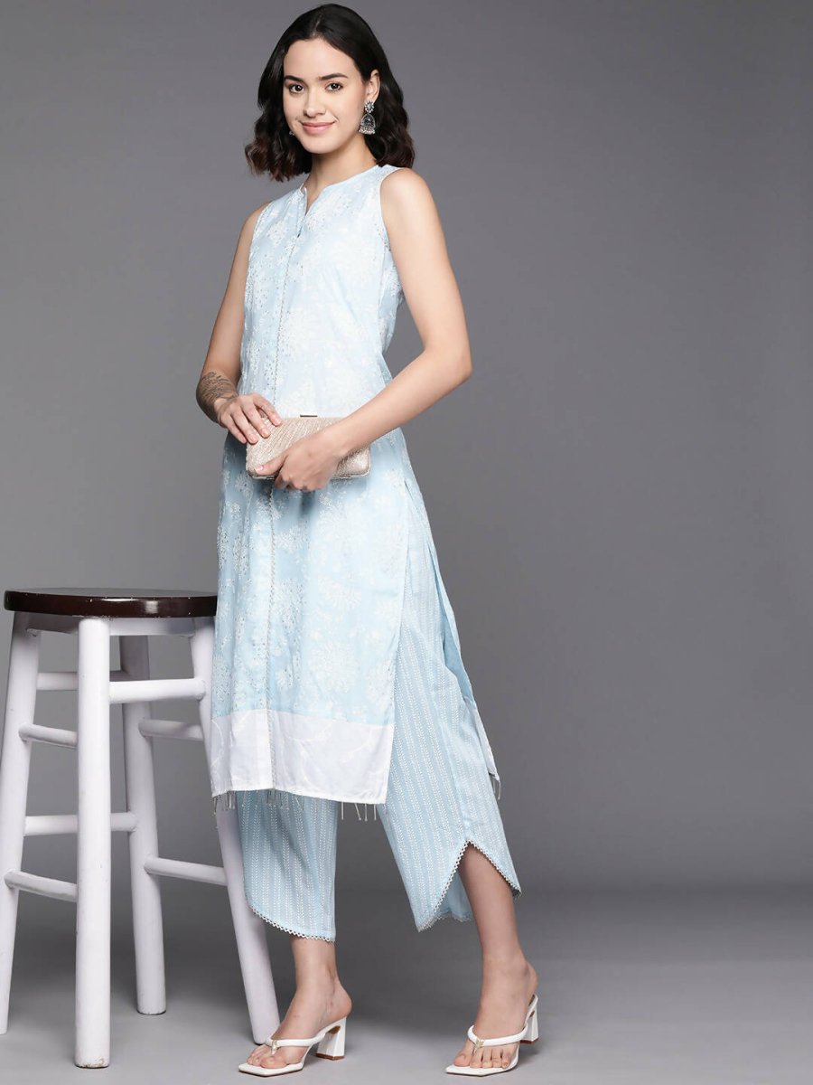 Ahalyaa Women's Traditional Wea Kurta Set - Aqua - Distacart