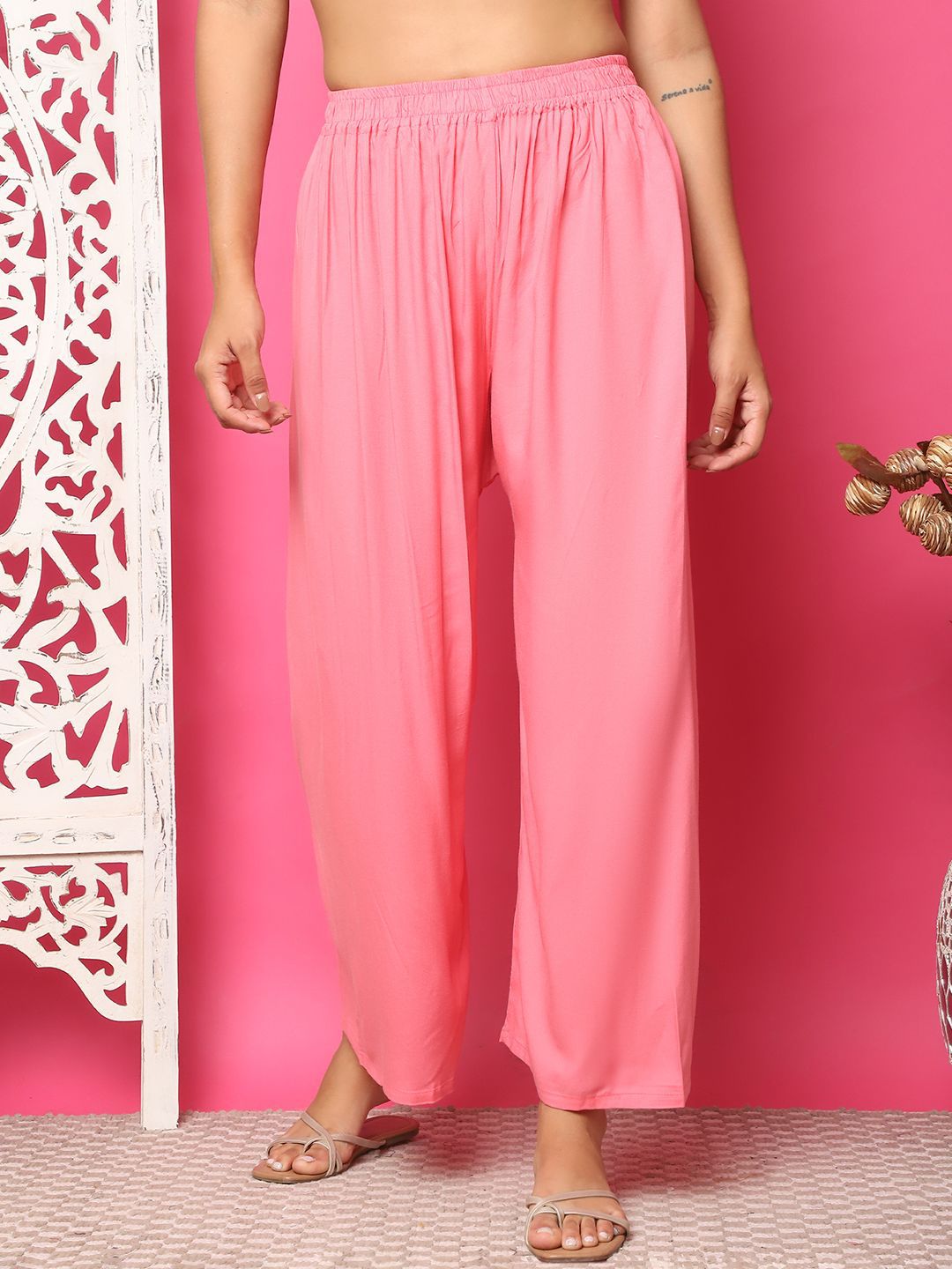 TAG 7 Women Flared Solid Palazzos - Distacart