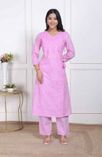 Thumbnail for Miravan Womens Pink Lucknowi Angrakha Style Kurta With Palazzo - Distacart