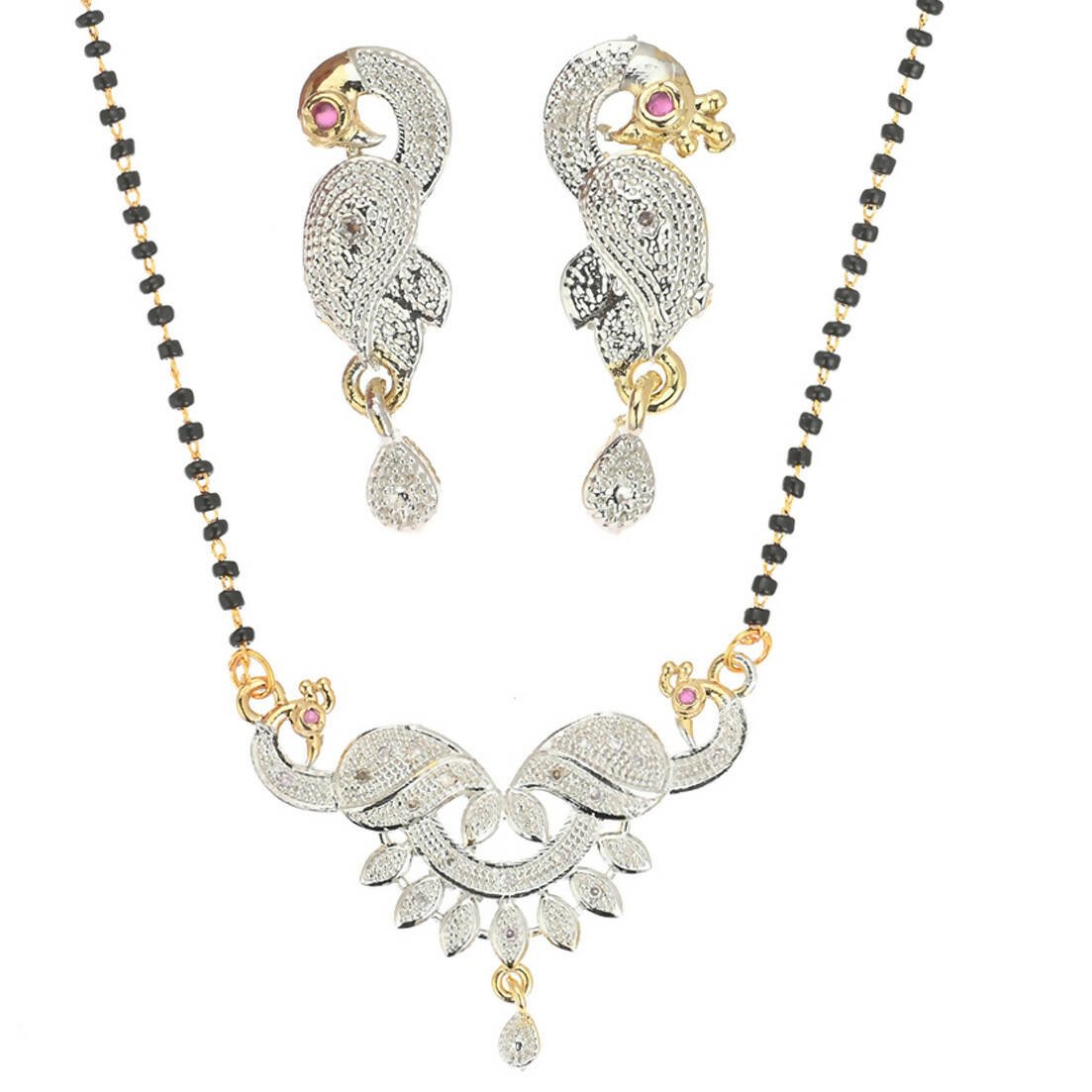 AanyaCentric Gold-plated Mangalsutra Pendant Earring Set & Silver Plated Anklet - Distacart