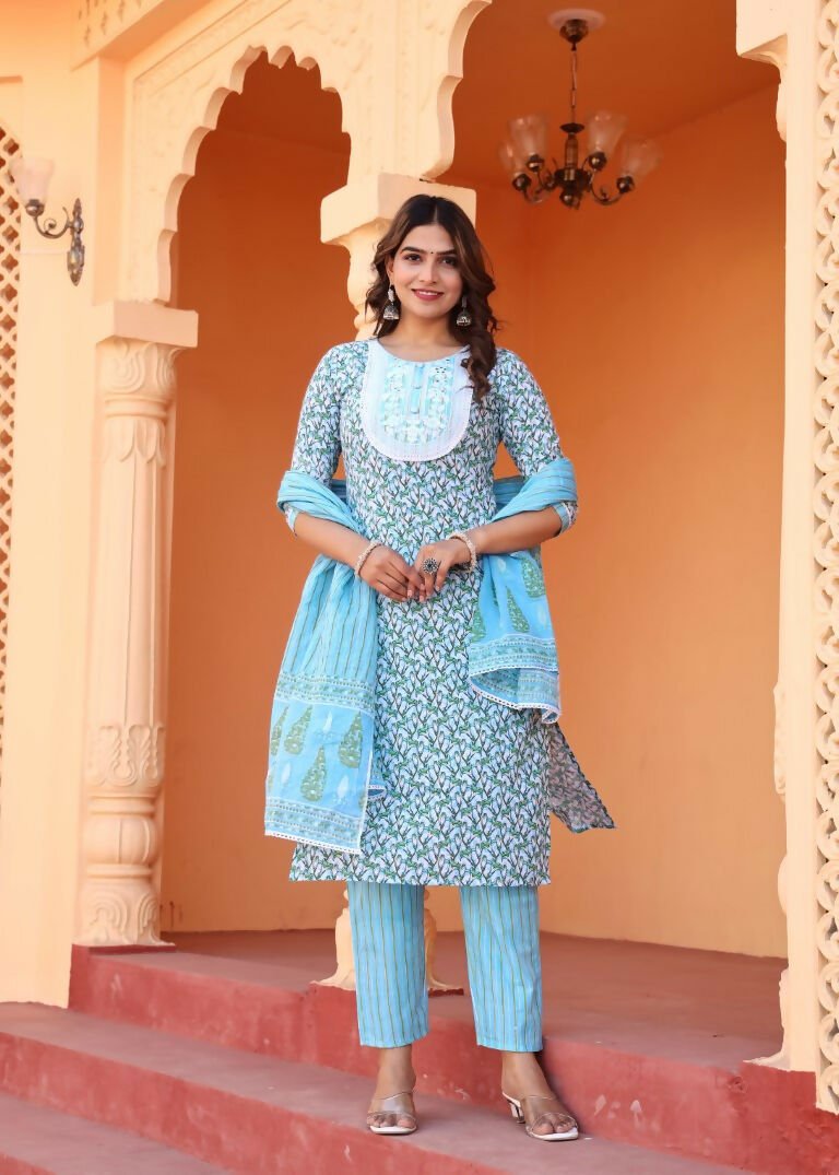 Alvano Women's Kurti with Pant and Dupatta Set for Women's and Girls - Distacart