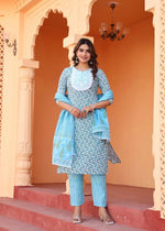 Thumbnail for Alvano Women's Kurti with Pant and Dupatta Set for Women's and Girls - Distacart