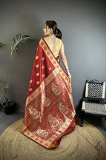 Thumbnail for Joban Fashion Maroon Paisley Soft Silk Banarasi Saree - Distacart