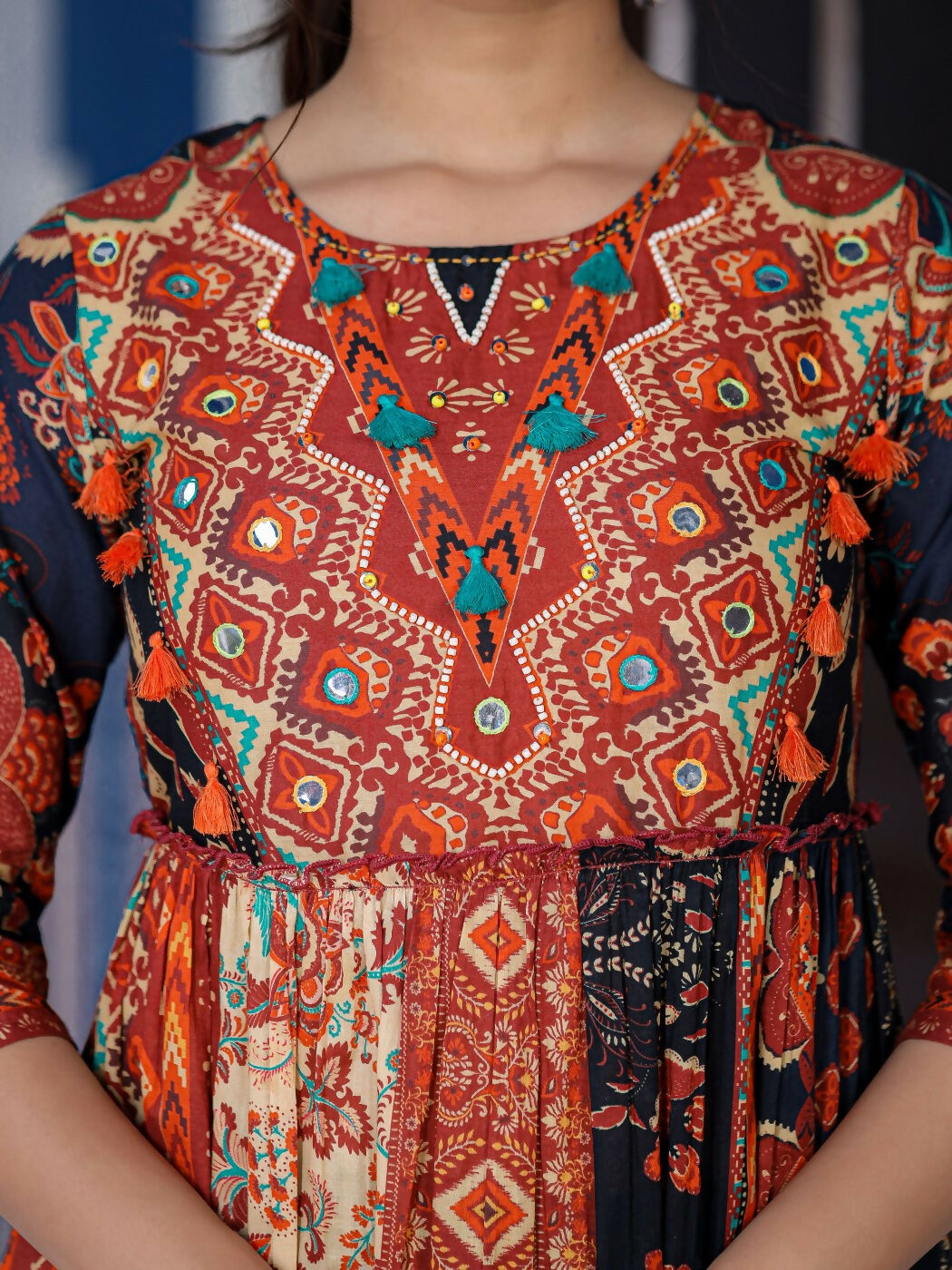 Juniper Women's Multi Colored Ethnic Motif Printed Cotton Peplum Tunic - Distacart