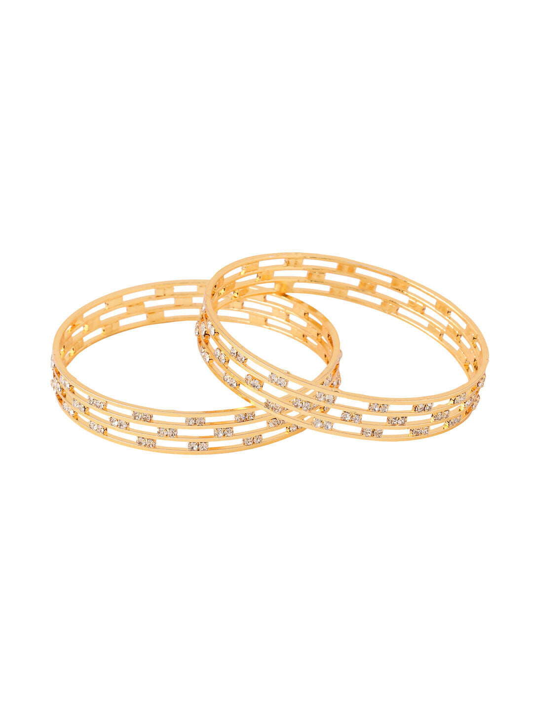 NVR Women Set of 2 Gold-Plated Traditional Bangles - Distacart