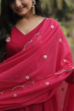 Thumbnail for Jyoti Fashion Women's Pink Faux Blooming Embroidered Kurta with Trouser & Dupatta - Distacart