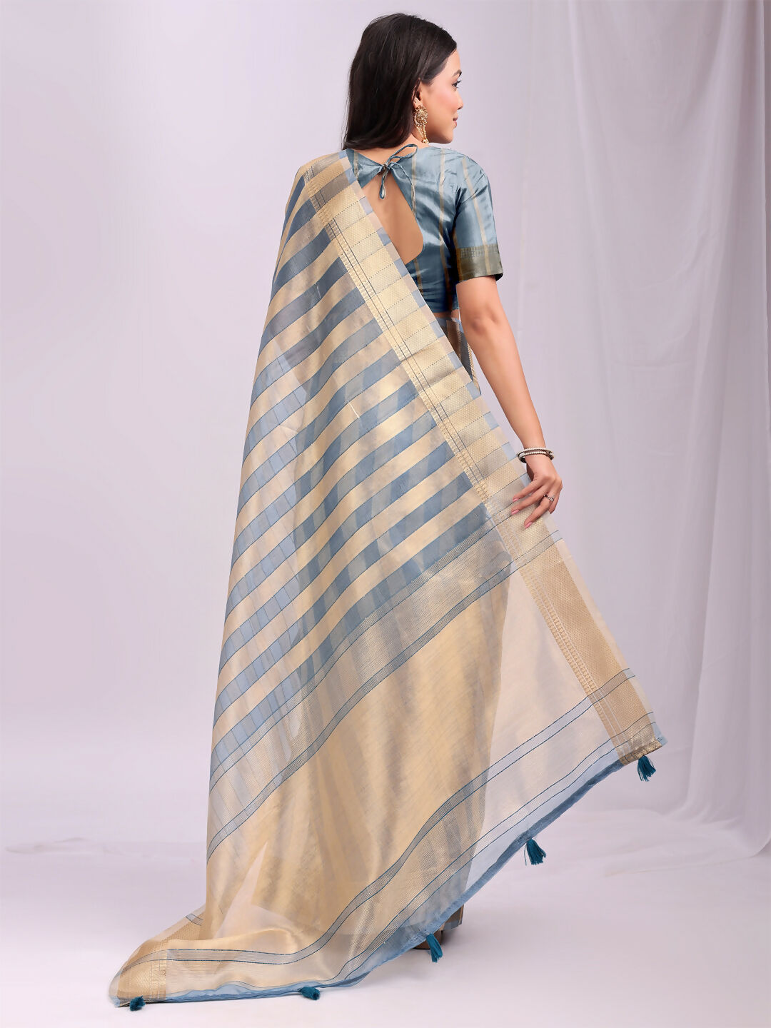 Astita Organza Sky Blue Saree