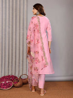 Thumbnail for Joban Fashion Women Light Pink Roman Embroidery Stitched Kurta Set - Distacart