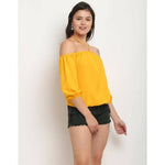 Thumbnail for Aastha Fashion Women's Yellow Polyester Solid Casual Top - Distacart