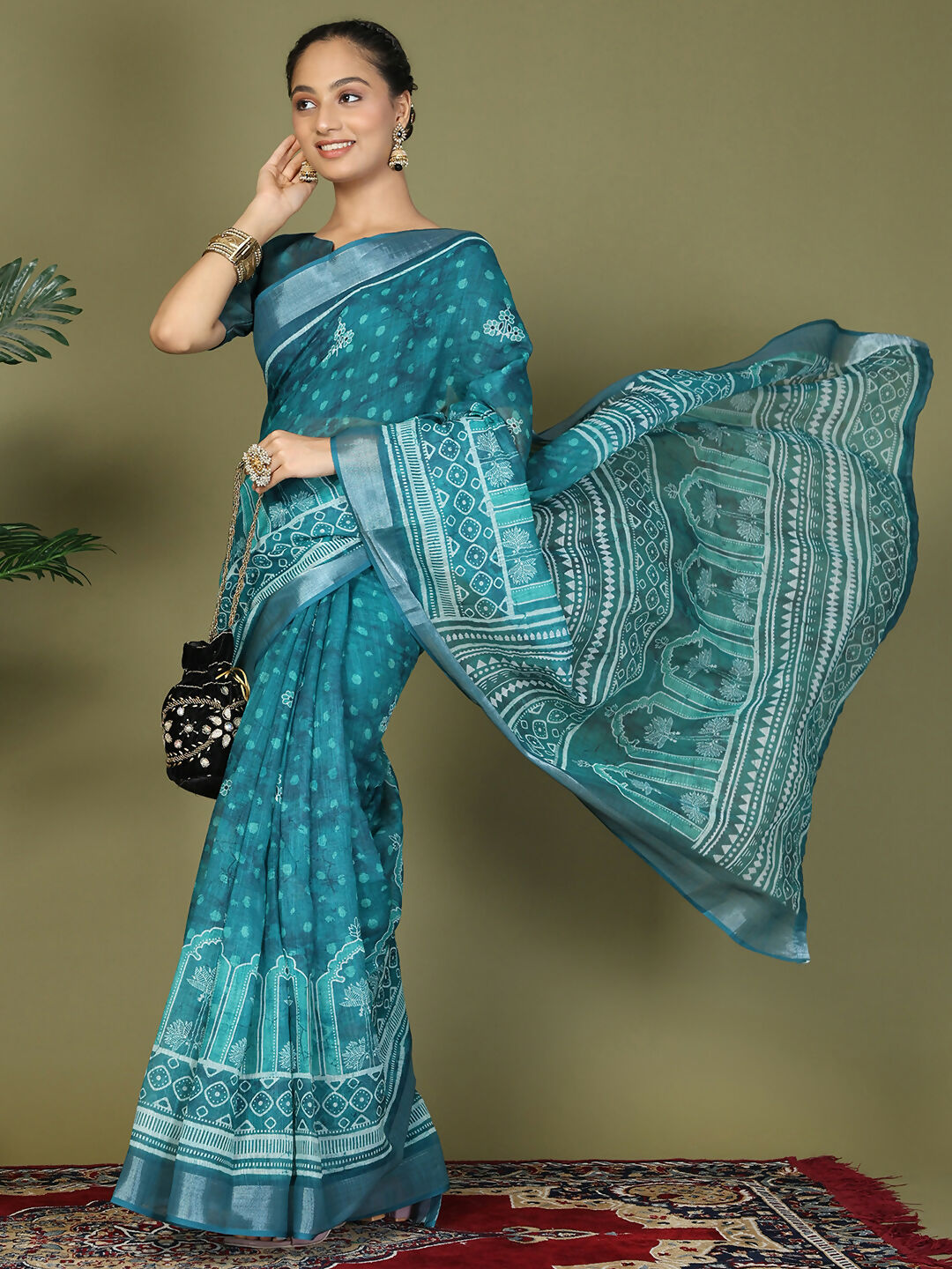 Astita Cotton Sea Green Saree