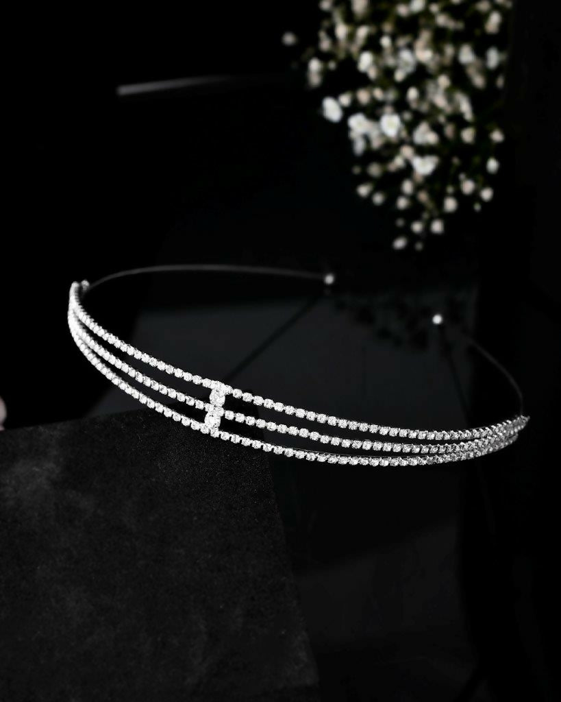 VOJ Silver Plated AD Stone Studded Hair Band - Distacart
