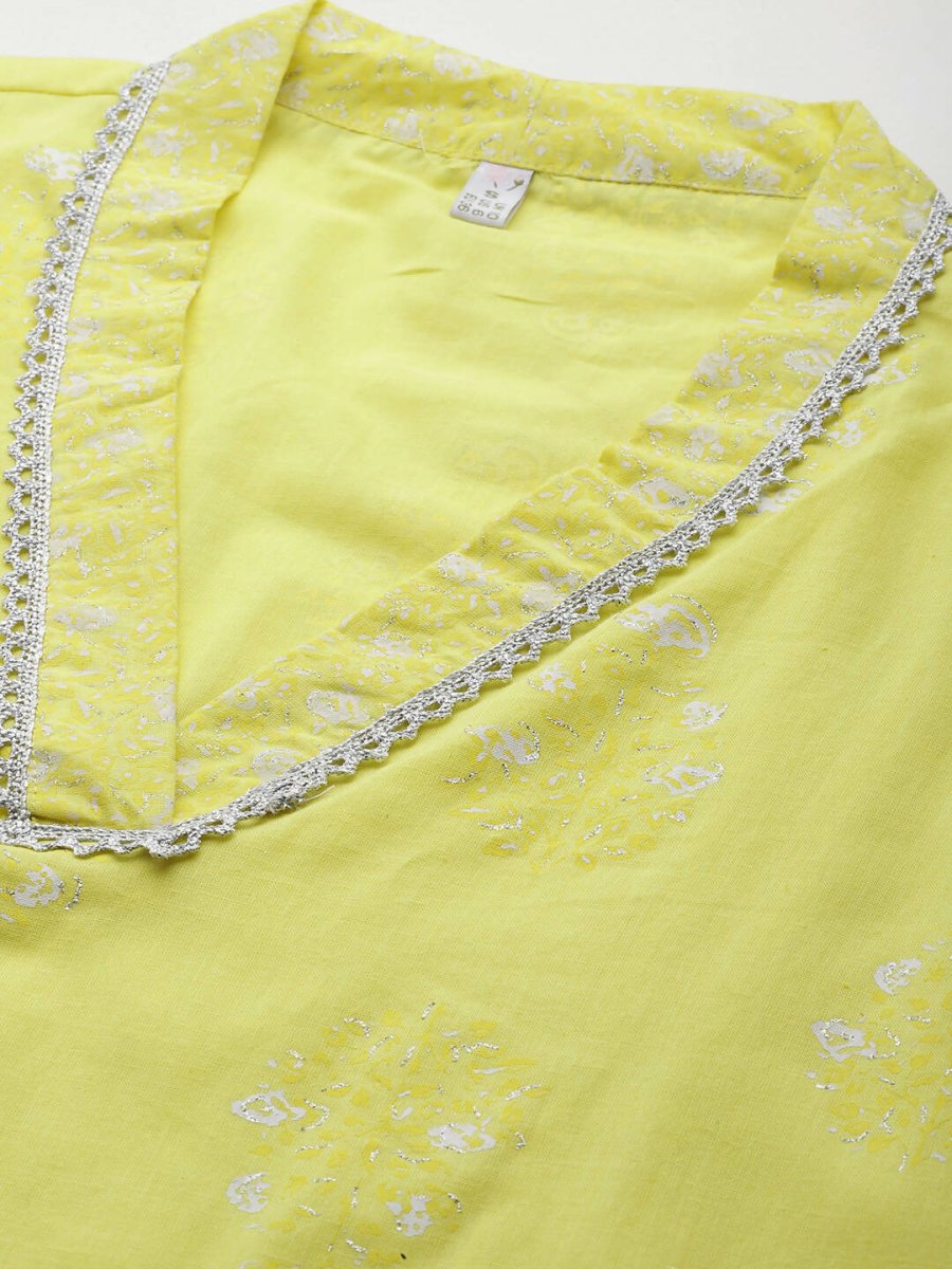 Ahalyaa Women's Traditional wear Kurta Set - Yellow - Distacart