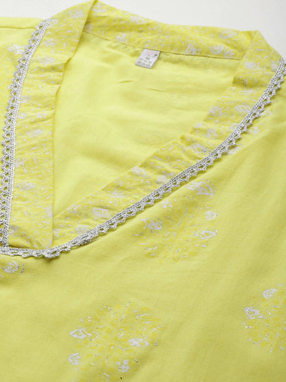 Ahalyaa Women's Traditional wear Kurta Set - Yellow - Distacart