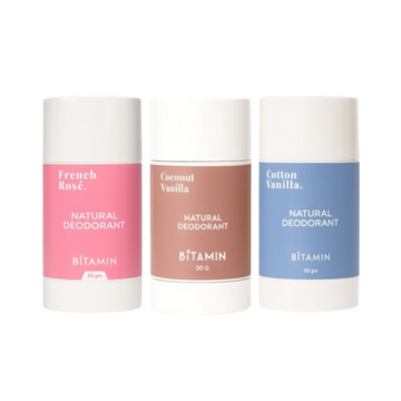 Bitamin Natural Deodorant Cotton Vanilla, Coconut Vanilla, Freneh Rose Roll On - Distacart