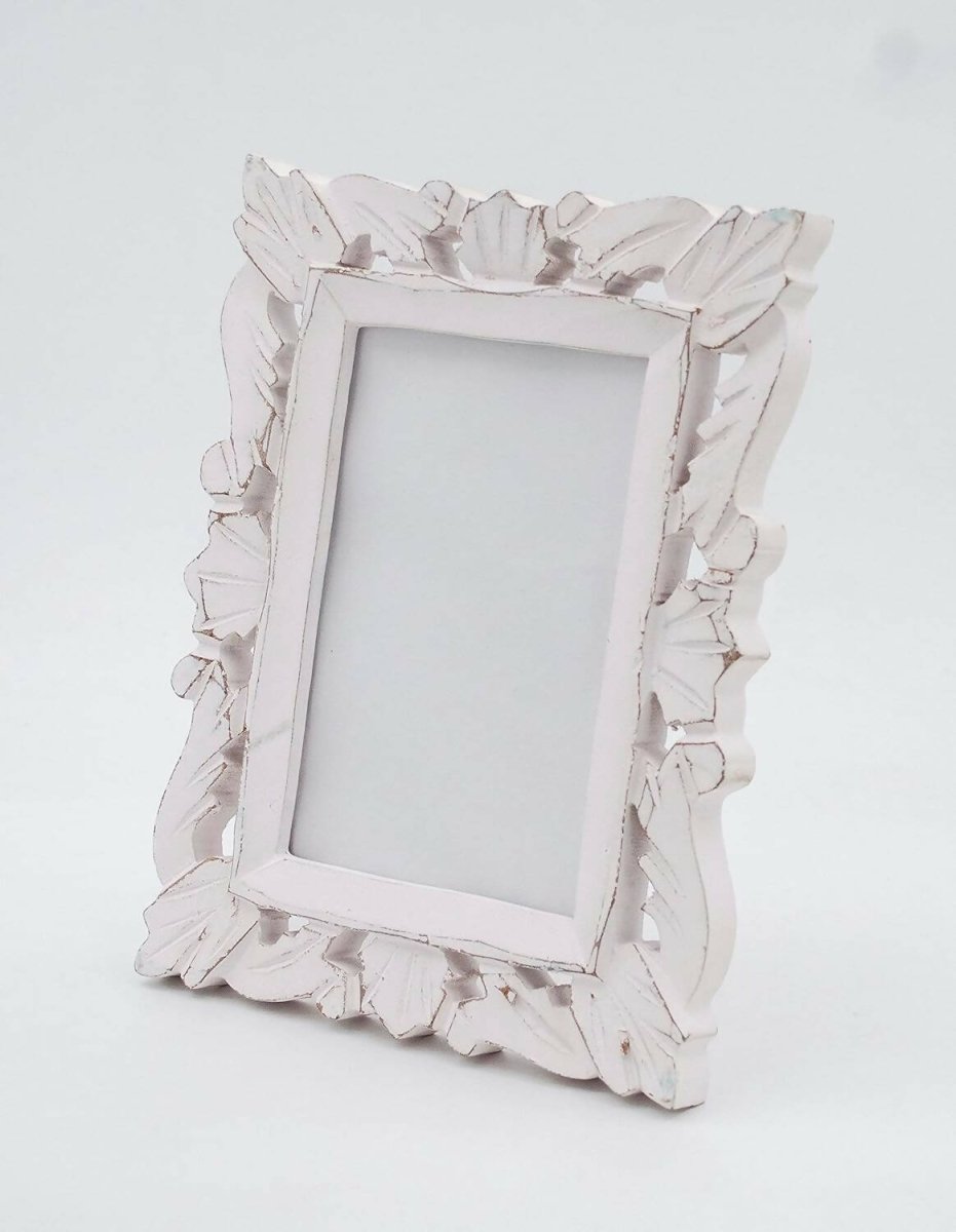 Adan's Homes PF01 Decorative Handcrafted Wooden Photo Frame (White) - Distacart