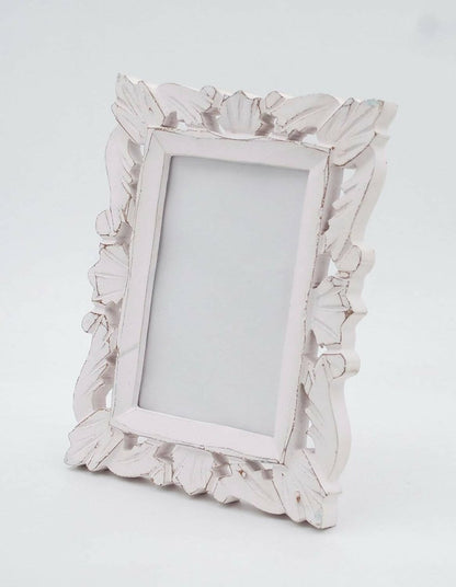 Adan's Homes PF01 Decorative Handcrafted Wooden Photo Frame (White) - Distacart