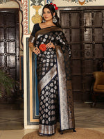 Thumbnail for Astita Navy Blue Silk Saree