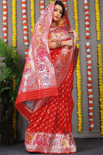 Thumbnail for Jyoti Fashion Women's Red Banarasi Silk Zari Woven Saree with Blouse - Distacart