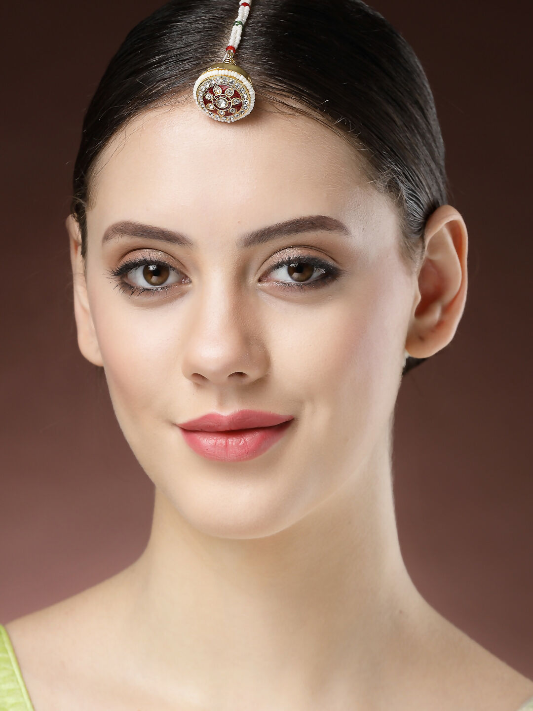 NVR Women's Gold-Polished CZ Stone-Studded Borla Maang Tikka - Distacart