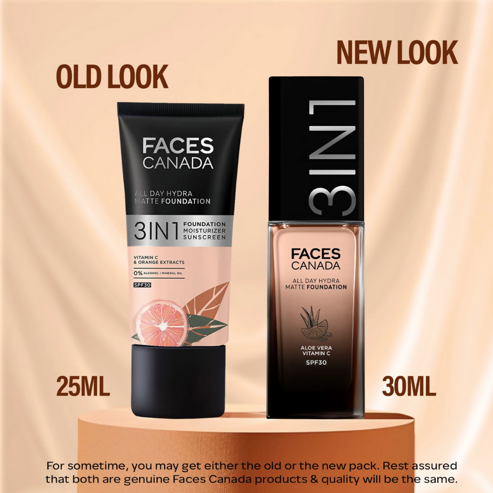 Faces Canada 3 in 1 All Day Hydra Matte Foundation - Rose Ivory 011 - Distacart