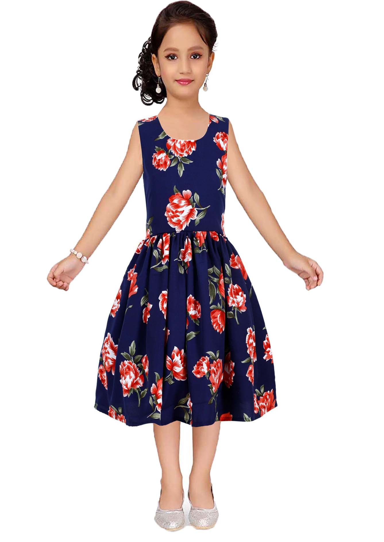 Asmaani Kids Party Wear Stylish Dresses, Perfect for Parties, Functions & Vacations - Navy Blue - Distacart