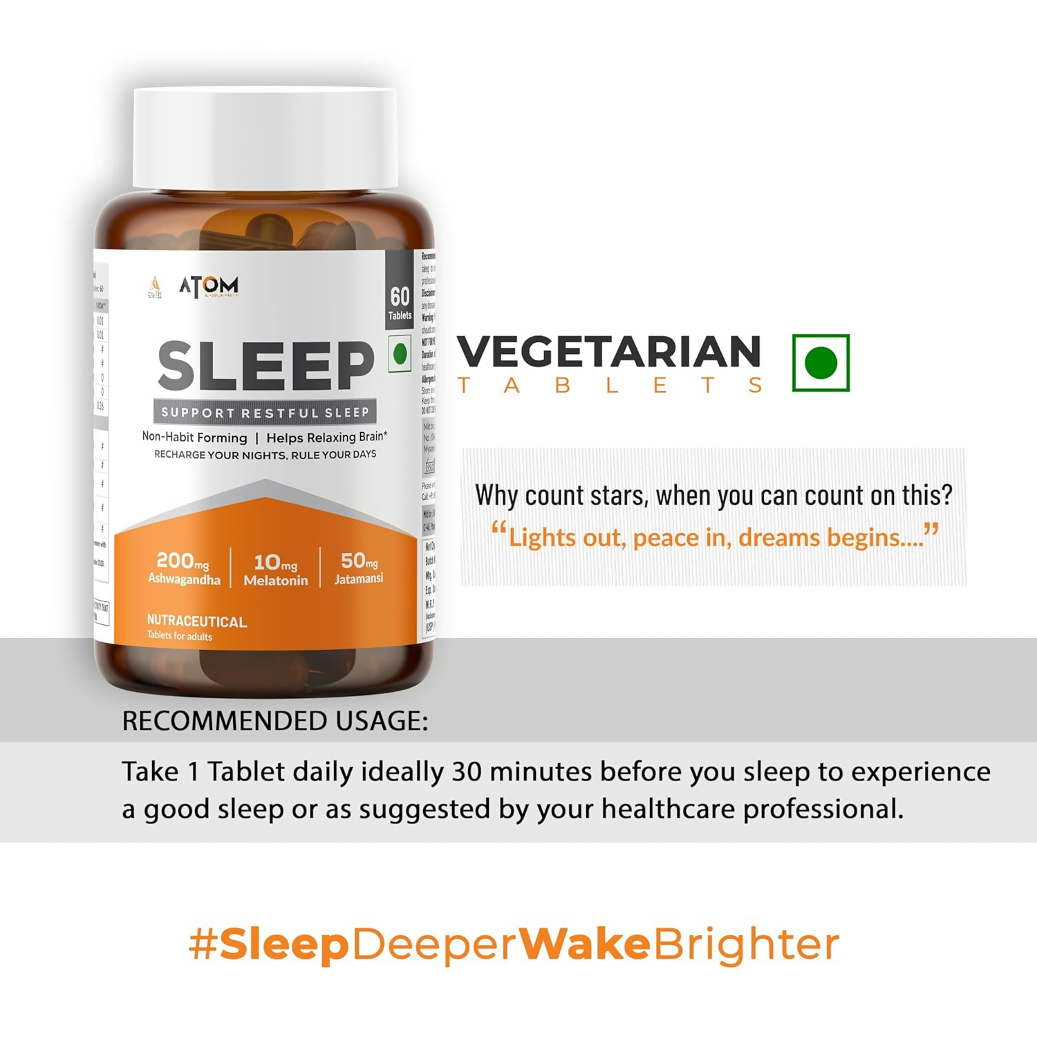 As-It-Is Atom Sleep Non-Addictive Sleep-Aid Veg Tablets