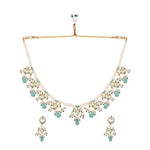 Thumbnail for Nuyug 22K Gold Plated Pearl Empress Flora Green Stone Drops Necklace Set