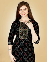 Thumbnail for Aastha Fashion Women's Black Viscose Rayon Embroidered Kurta Pant Set - Distacart