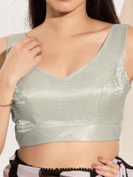 Thumbnail for Joban Fashion Silver Mulberry Silk Padded Blouse With Sweetheart Neck Sleeveless