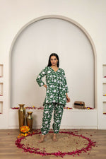 Thumbnail for Joban Fashion Green Hand Block Printed Cotton Co-Ord Set - Distacart