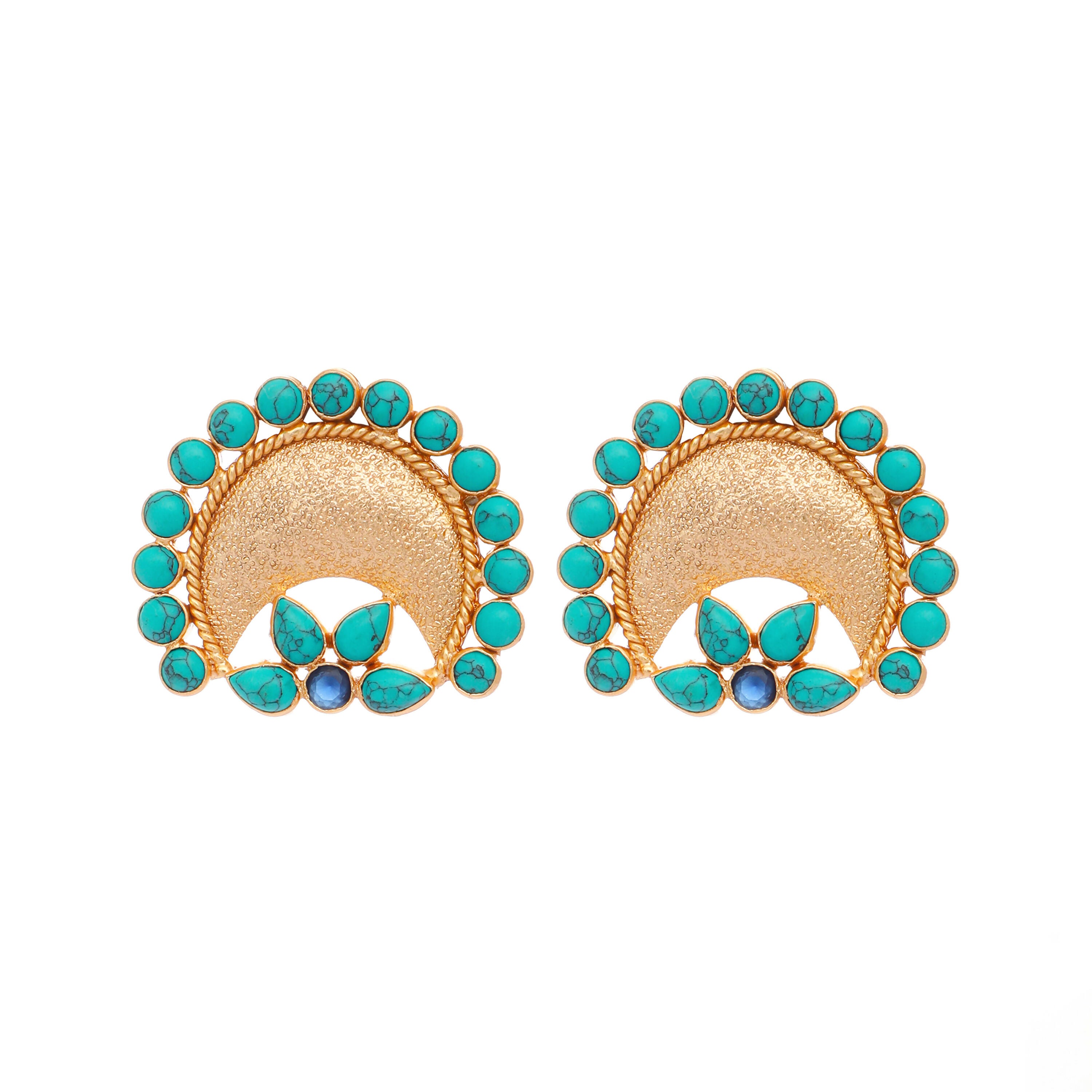 Nuyug Turquoise Crescent Earrings
