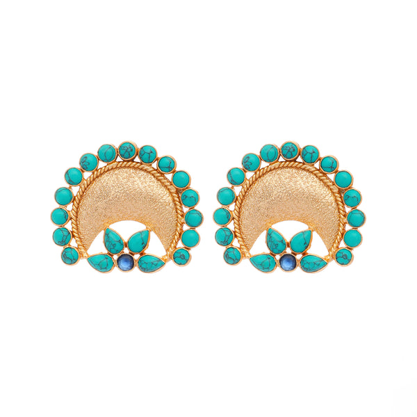 Nuyug Turquoise Crescent Earrings