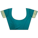 Thumbnail for Joban Fashion Teal Ethnic Floral Motifs Soft Lichi Silk Banarasi Saree - Distacart