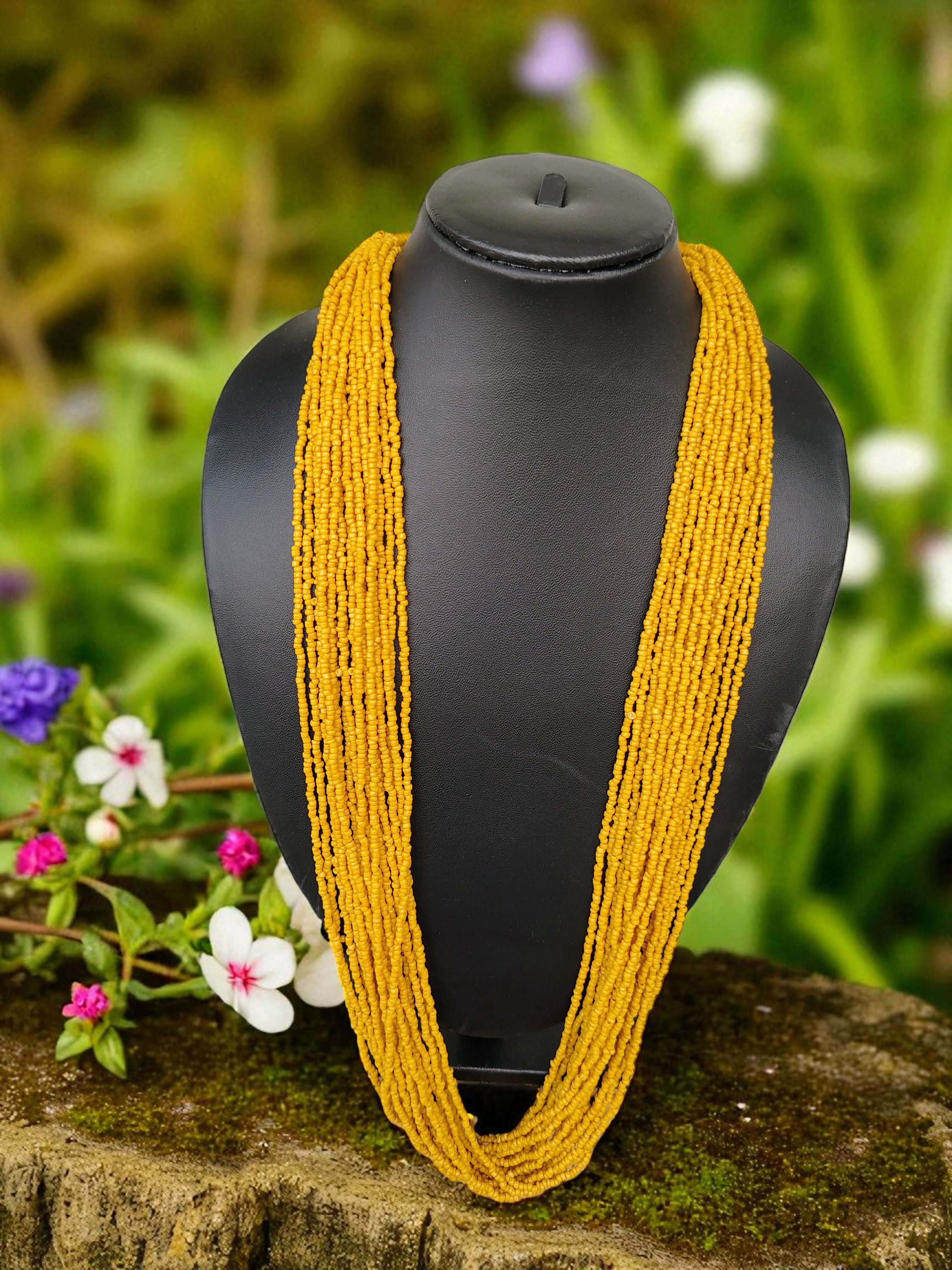 Inhanns Rangsaaz 20-Layer Luxe Long Beaded Only Necklace - Yellow Only Necklace - Distacart