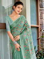 Thumbnail for Astita Linen Sea Green Saree