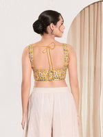 Thumbnail for Joban Fashion Yellow Viscose Rayon Padded Blouse With Square Neck Sleeveless - Distacart
