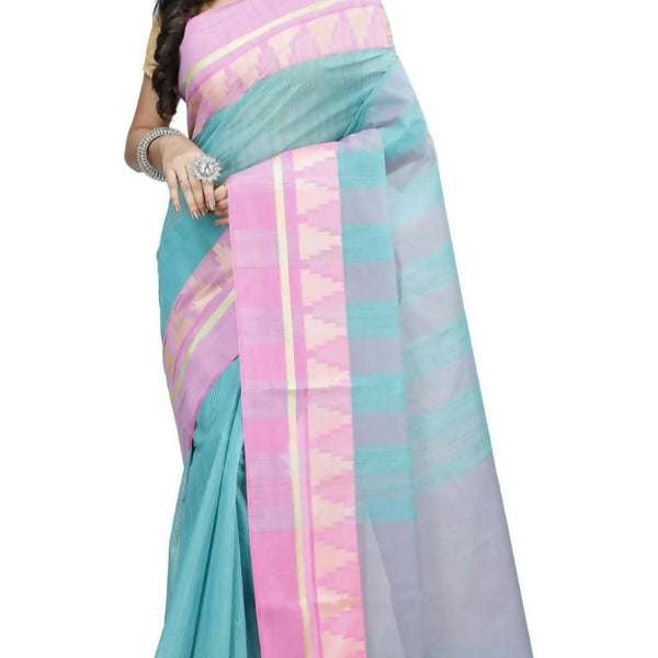 Exclusive Collection Sky Blue 100% Pure Cotton Tant Saree