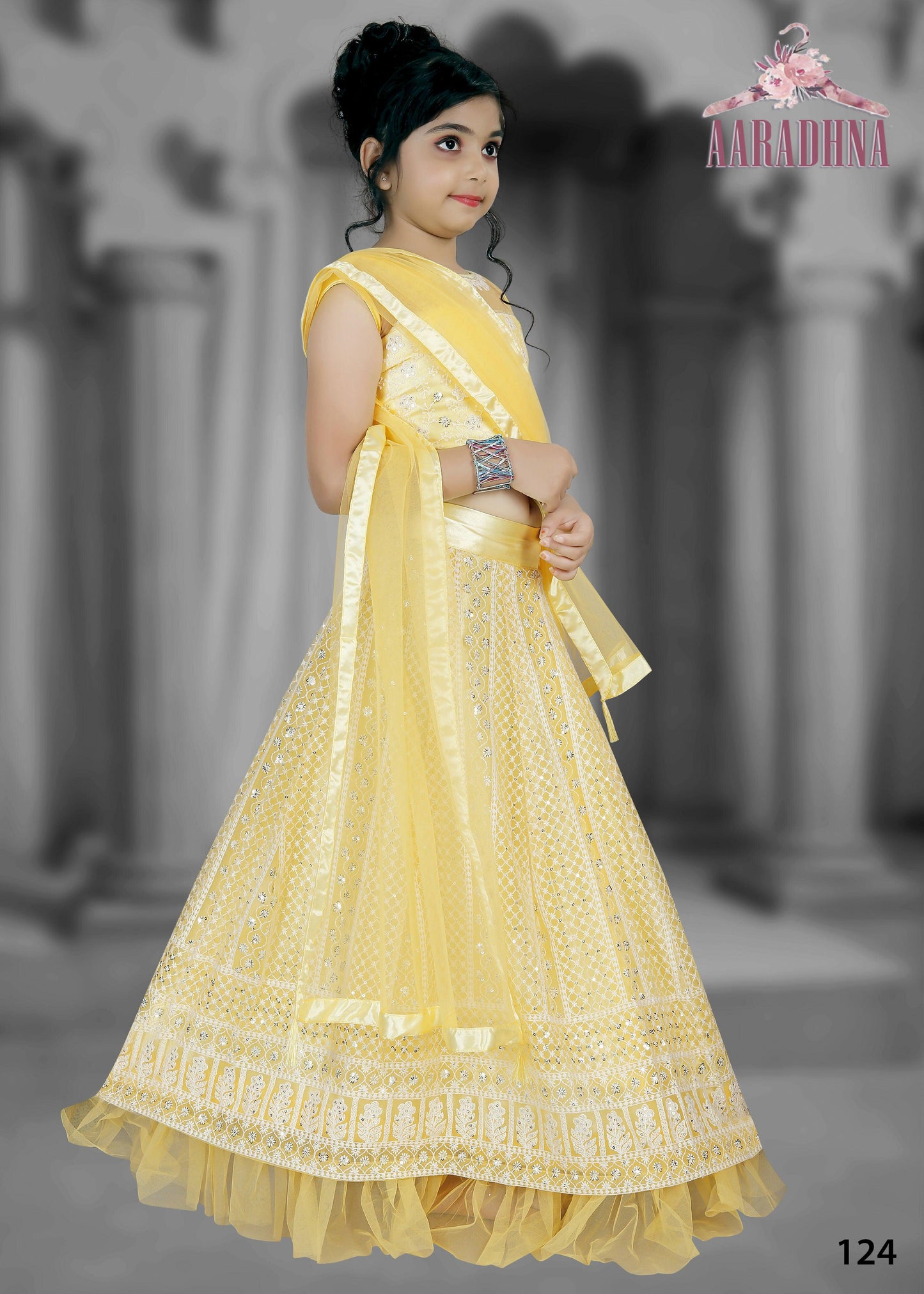Wedding Designer Navy blue Net Kidswear Lahenga - Aaradhna - Distacart