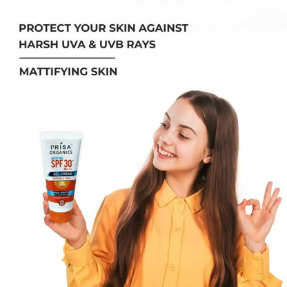 Prisa Organics Mattifying Sun Screen SPF 30 PA+++ Invisible Feel Gel Cream - Distacart