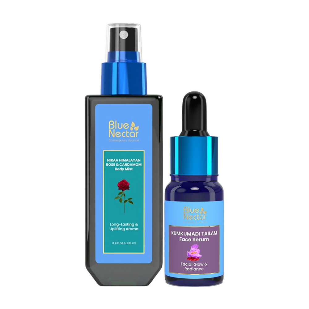 Blue Nectar Kumkumadi Serum + Rose Body Mist Combo - Distacart