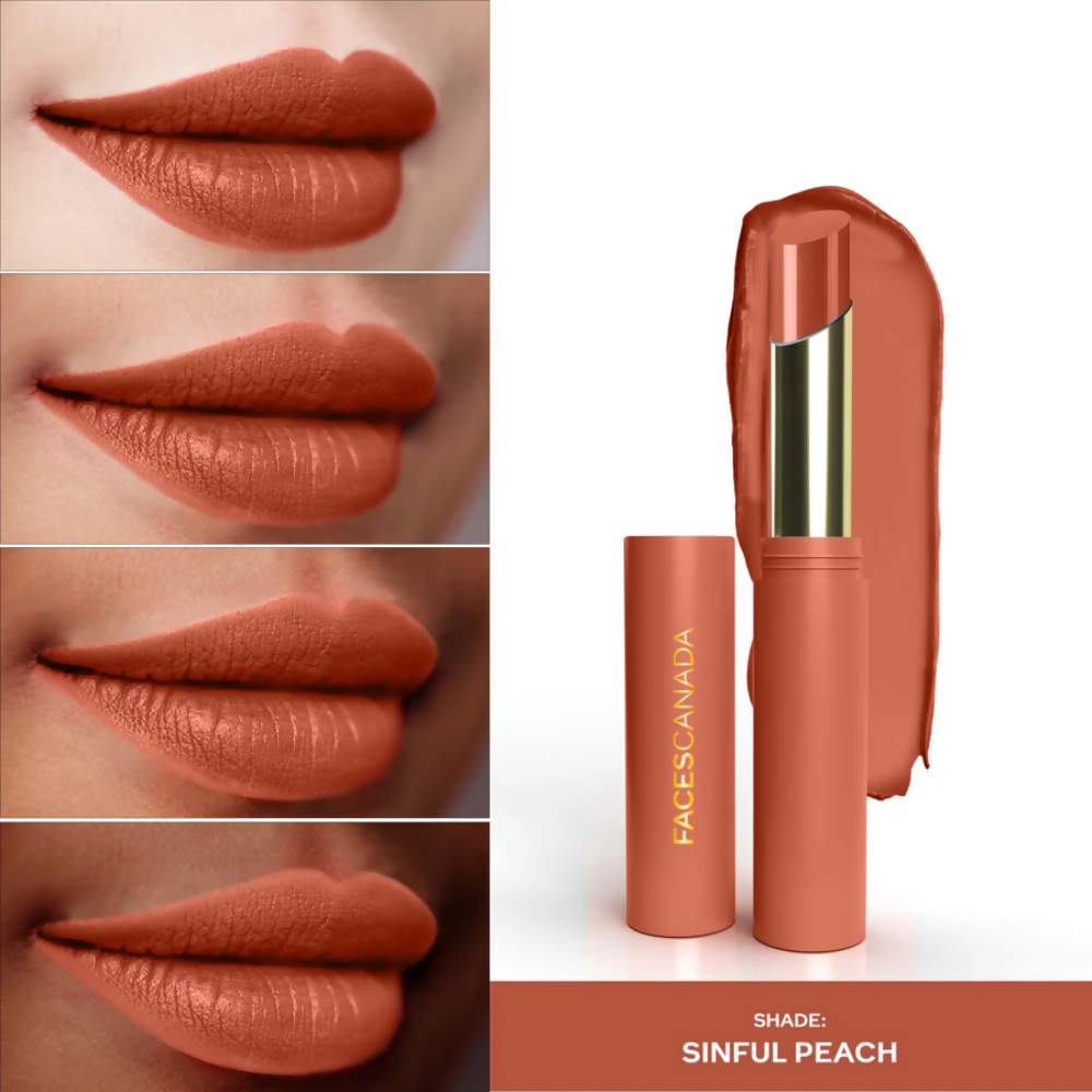 Faces Canada 3 in 1 LongStay Matte Lipstick - Sinful Peach 05 - Distacart